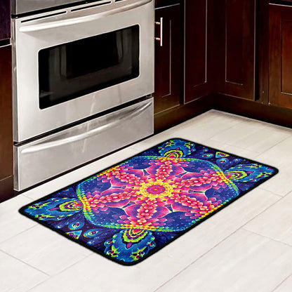 Colorful Psychedelic Kaleidoscope Print Kitchen Mat
