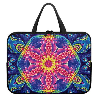 Colorful Psychedelic Kaleidoscope Print Laptop Sleeve With Handle