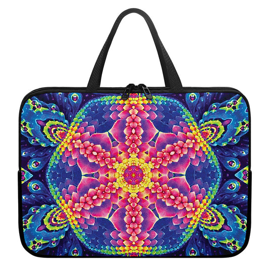 Colorful Psychedelic Kaleidoscope Print Laptop Sleeve With Handle