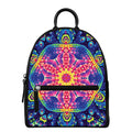 Colorful Psychedelic Kaleidoscope Print Leather Backpack