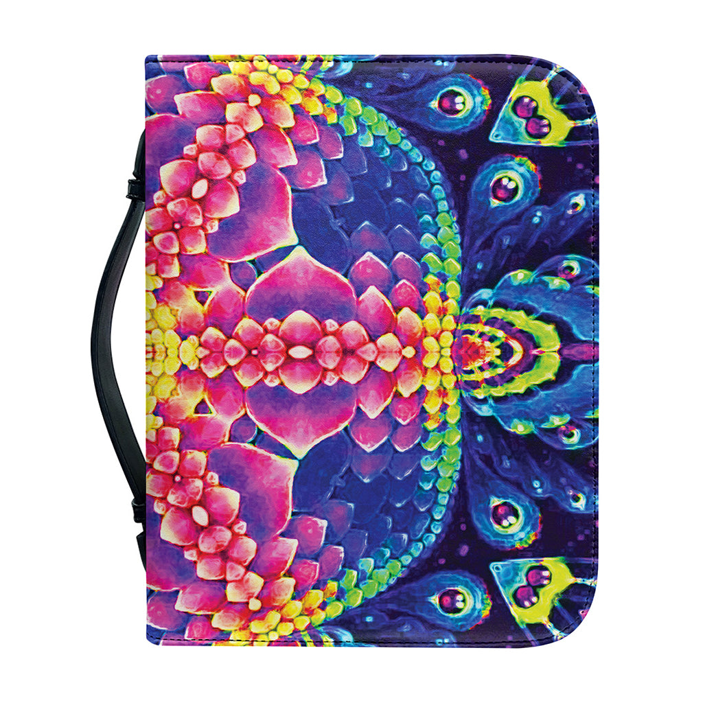 Colorful Psychedelic Kaleidoscope Print Leather Bible Cover
