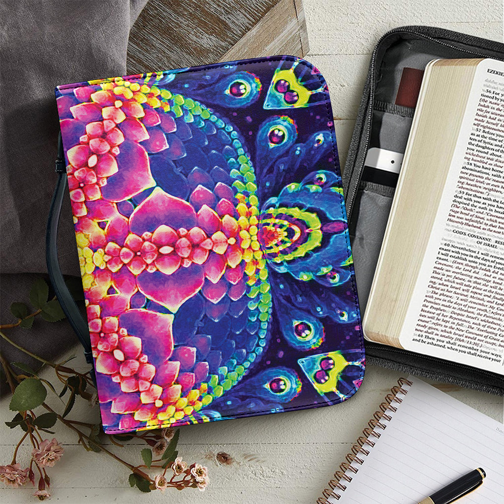 Colorful Psychedelic Kaleidoscope Print Leather Bible Cover