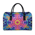 Colorful Psychedelic Kaleidoscope Print Leather Duffel Bag