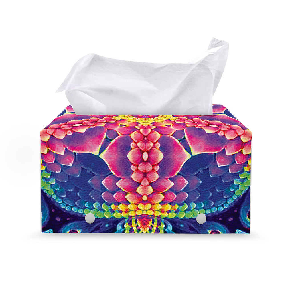 Colorful Psychedelic Kaleidoscope Print Leather Tissue Box Cover