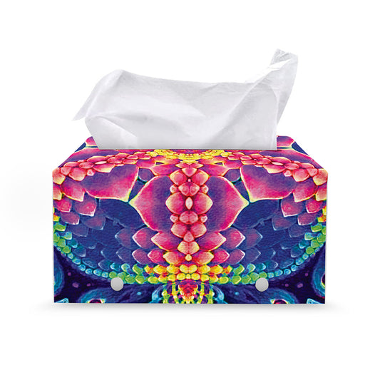 Colorful Psychedelic Kaleidoscope Print Leather Tissue Box Cover