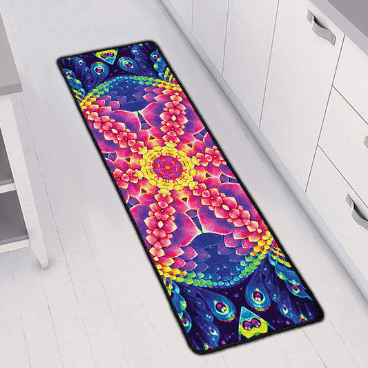 Colorful Psychedelic Kaleidoscope Print Long Kitchen Mat
