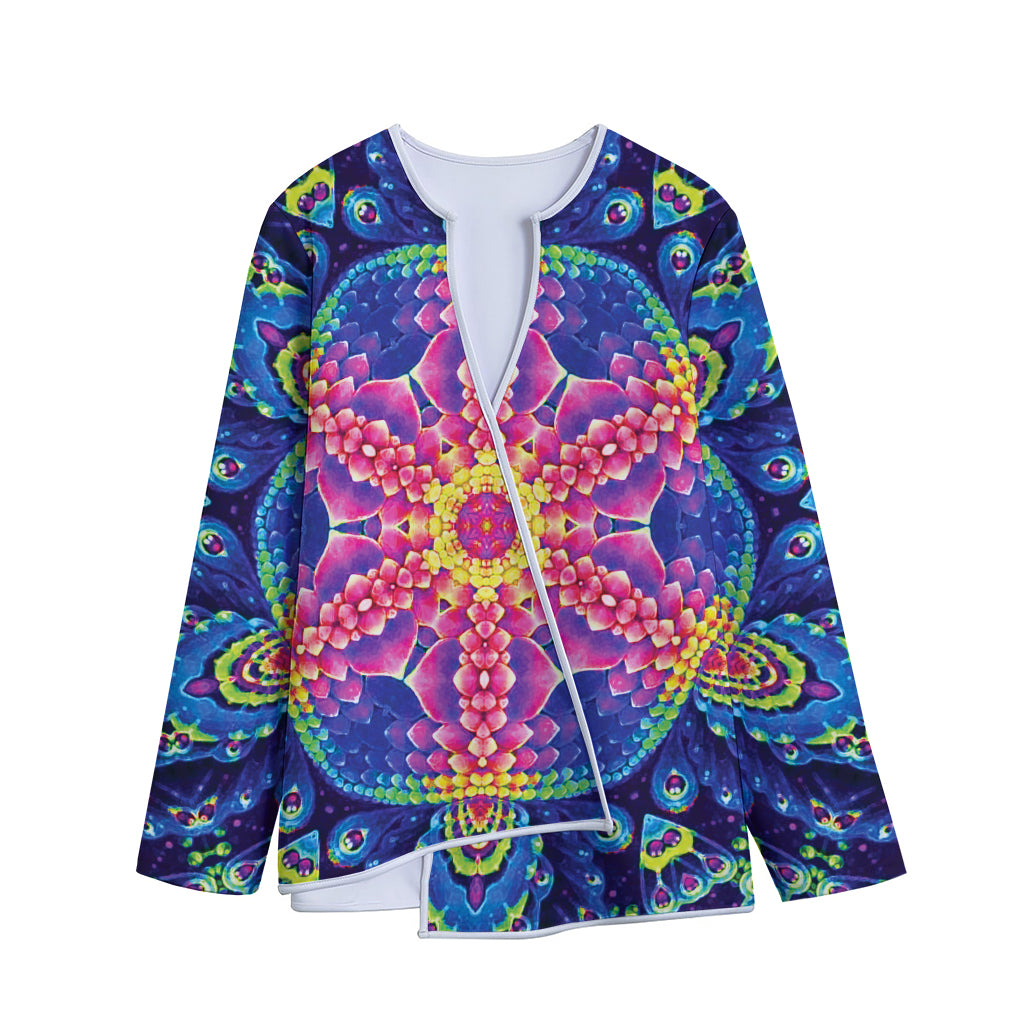 Colorful Psychedelic Kaleidoscope Print Long Sleeve Short Coat