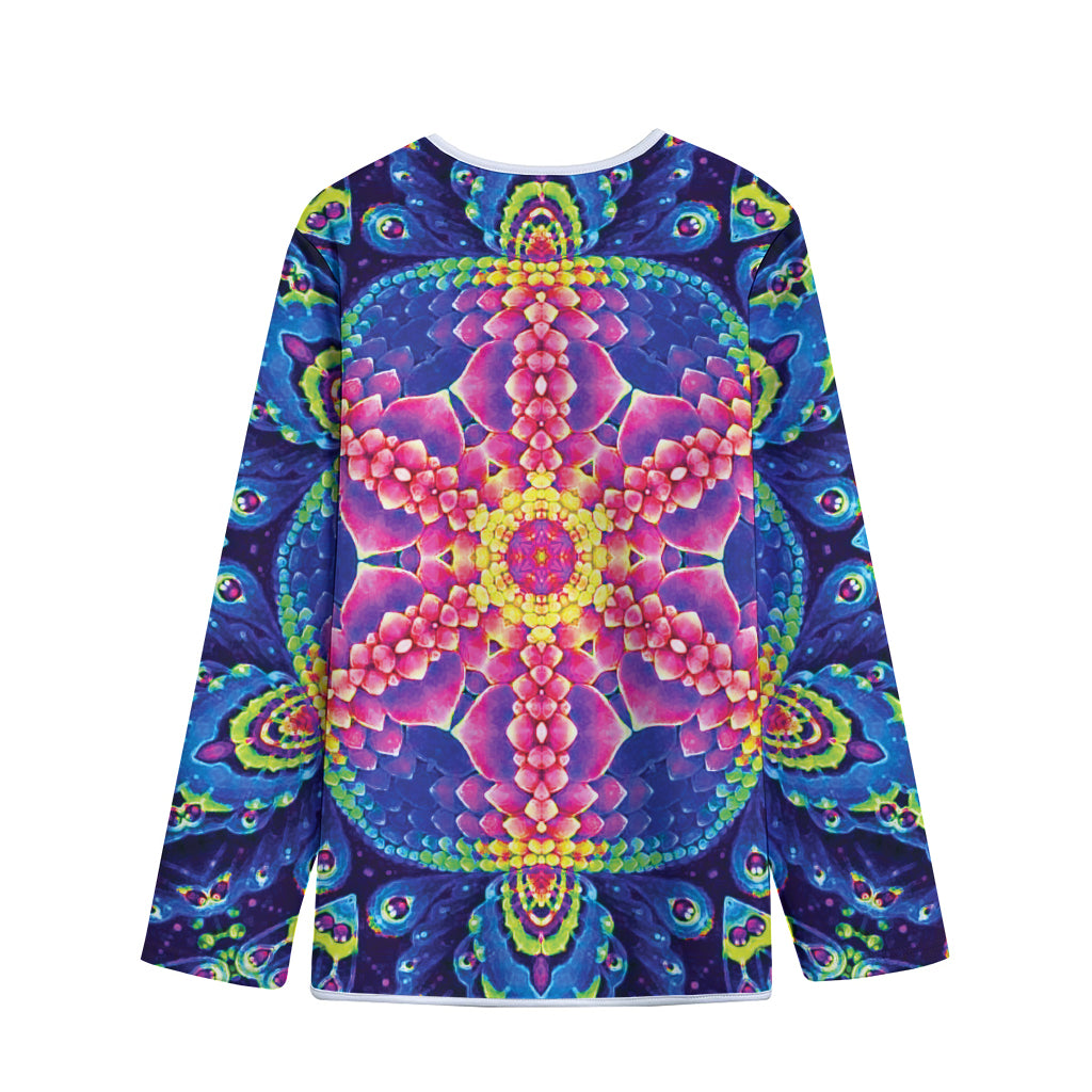 Colorful Psychedelic Kaleidoscope Print Long Sleeve Short Coat
