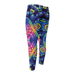 Colorful Psychedelic Kaleidoscope Print Men's Compression Pants