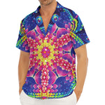 Colorful Psychedelic Kaleidoscope Print Men's Deep V-Neck Shirt