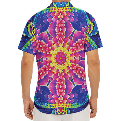 Colorful Psychedelic Kaleidoscope Print Men's Deep V-Neck Shirt