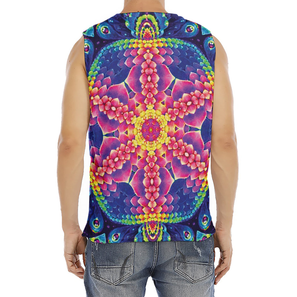 Colorful Psychedelic Kaleidoscope Print Men's Fitness Tank Top