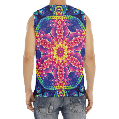 Colorful Psychedelic Kaleidoscope Print Men's Fitness Tank Top