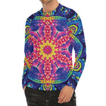 Colorful Psychedelic Kaleidoscope Print Men's Long Sleeve Rash Guard