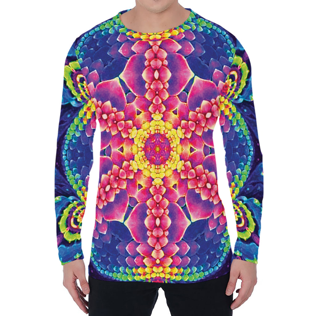 Colorful Psychedelic Kaleidoscope Print Men's Long Sleeve T-Shirt
