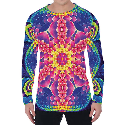 Colorful Psychedelic Kaleidoscope Print Men's Long Sleeve T-Shirt