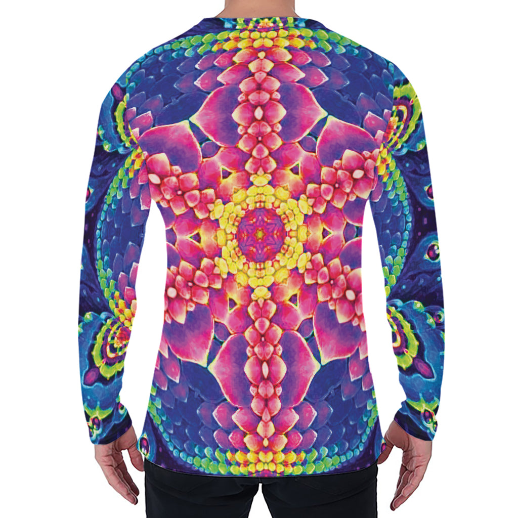 Colorful Psychedelic Kaleidoscope Print Men's Long Sleeve T-Shirt