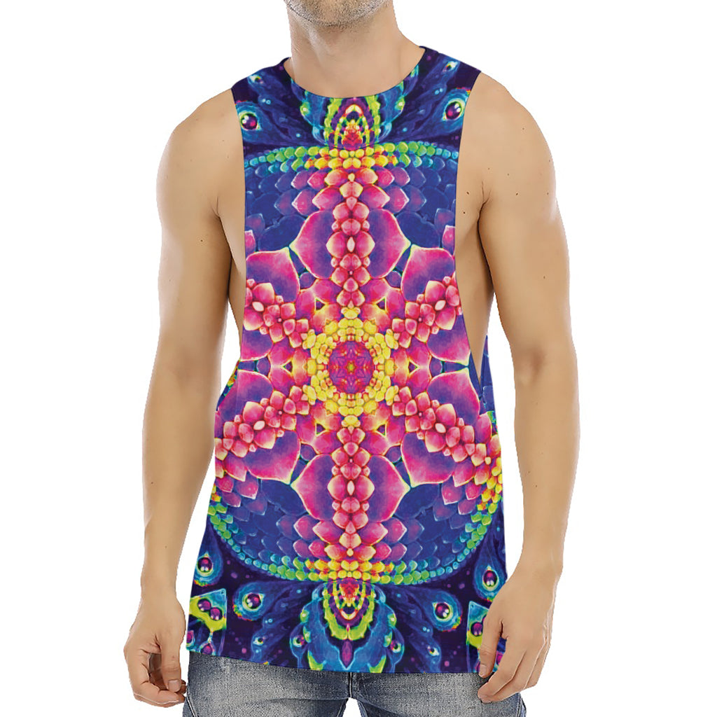 Colorful Psychedelic Kaleidoscope Print Men's Muscle Tank Top