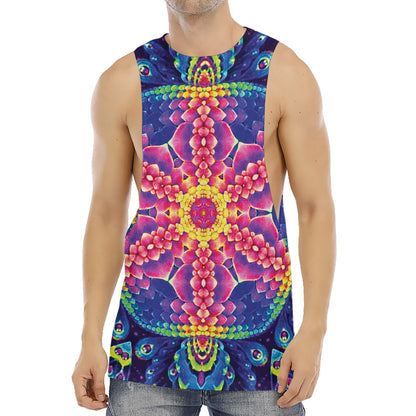 Colorful Psychedelic Kaleidoscope Print Men's Muscle Tank Top