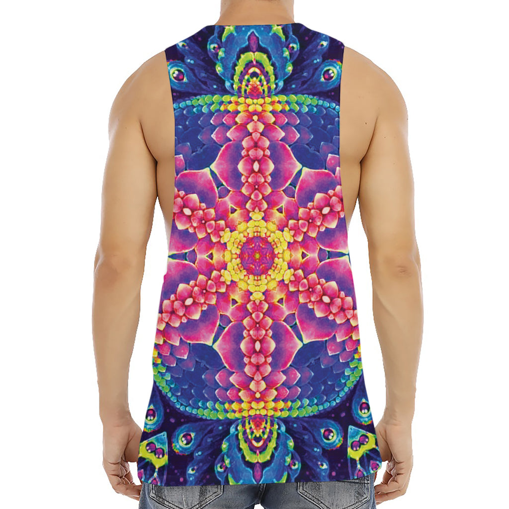 Colorful Psychedelic Kaleidoscope Print Men's Muscle Tank Top