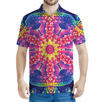 Colorful Psychedelic Kaleidoscope Print Men's Polo Shirt