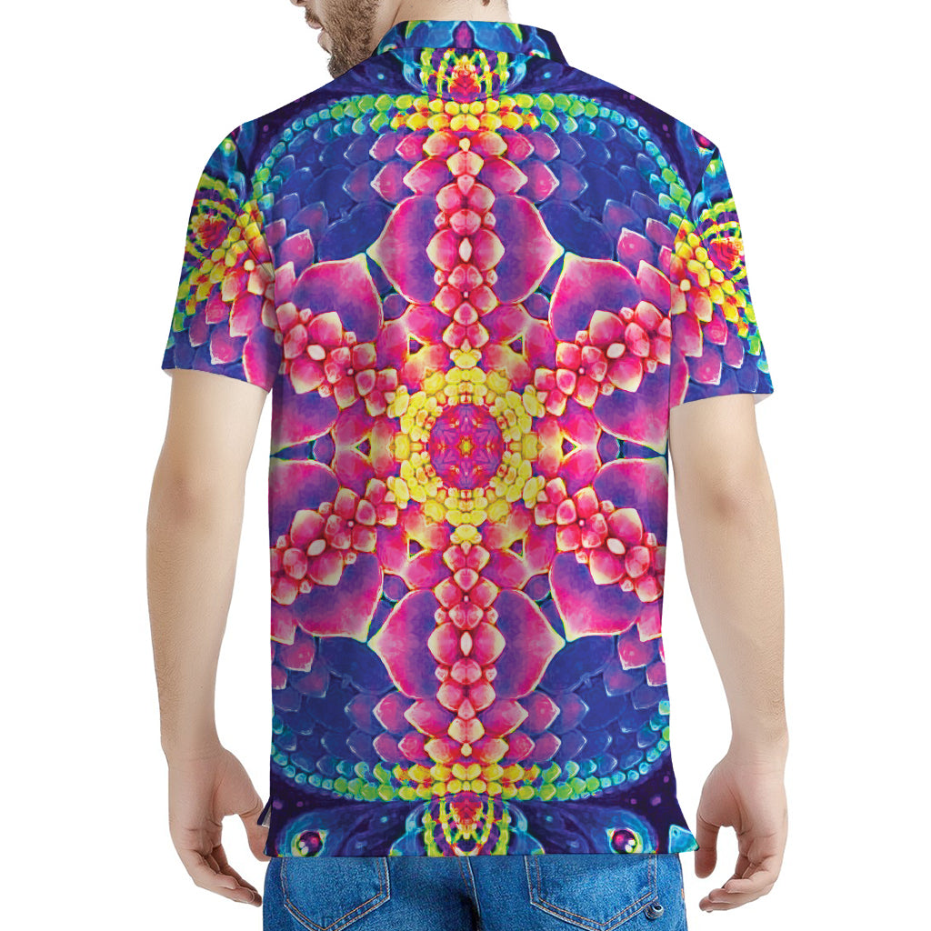 Colorful Psychedelic Kaleidoscope Print Men's Polo Shirt