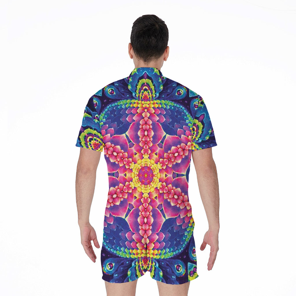 Colorful Psychedelic Kaleidoscope Print Men's Rompers