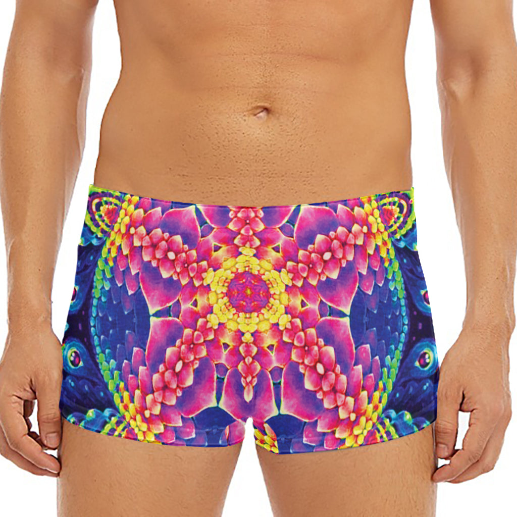 Colorful Psychedelic Kaleidoscope Print Men's Short Boxer Briefs