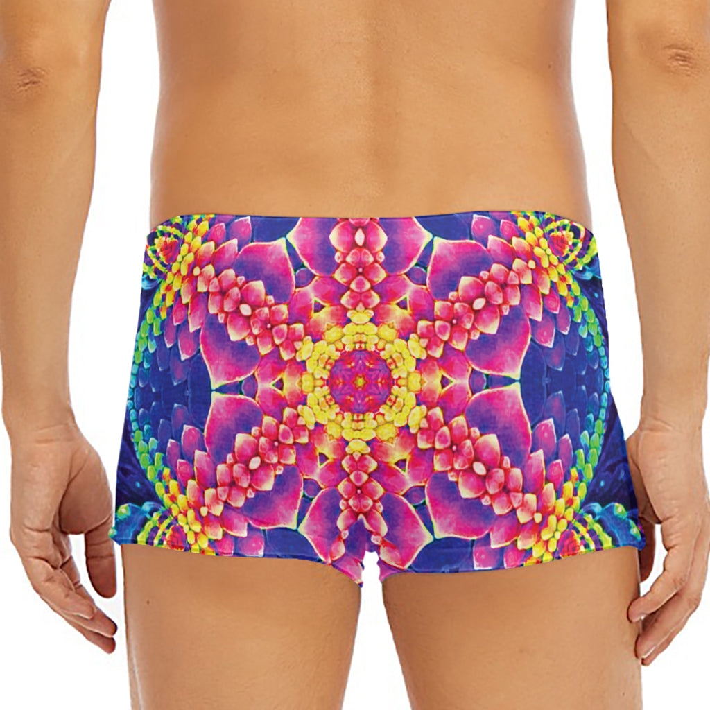 Colorful Psychedelic Kaleidoscope Print Men's Short Boxer Briefs
