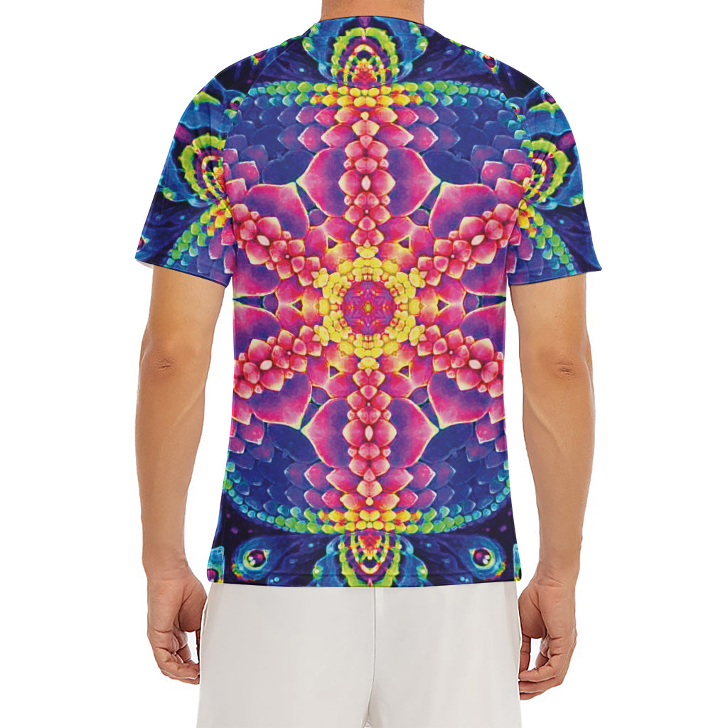 Colorful Psychedelic Kaleidoscope Print Men's Short Sleeve Rash Guard
