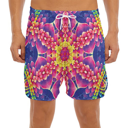 Colorful Psychedelic Kaleidoscope Print Men's Split Running Shorts