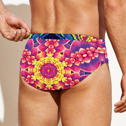 Colorful Psychedelic Kaleidoscope Print Men's Swim Briefs