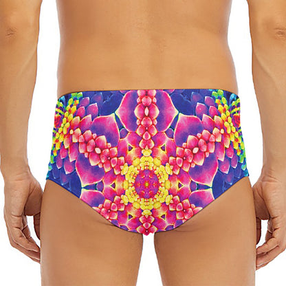 Colorful Psychedelic Kaleidoscope Print Men's Triangle Swim Briefs
