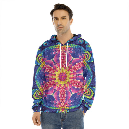 Colorful Psychedelic Kaleidoscope Print Men's Velvet Pullover Hoodie