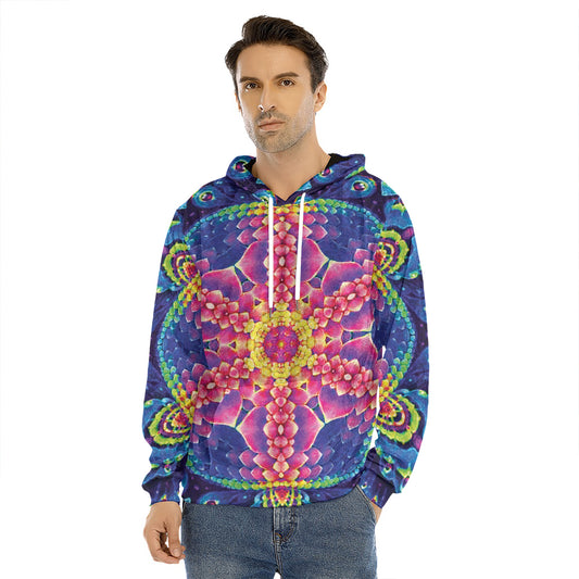 Colorful Psychedelic Kaleidoscope Print Men's Velvet Pullover Hoodie
