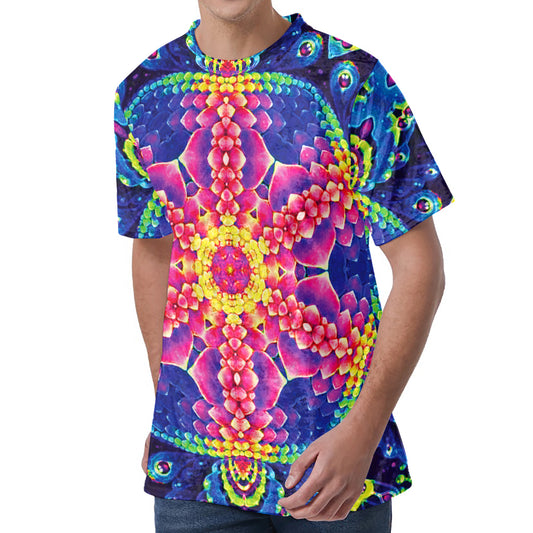 Colorful Psychedelic Kaleidoscope Print Men's Velvet T-Shirt