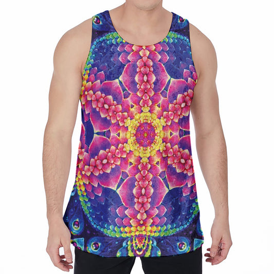 Colorful Psychedelic Kaleidoscope Print Men's Velvet Tank Top