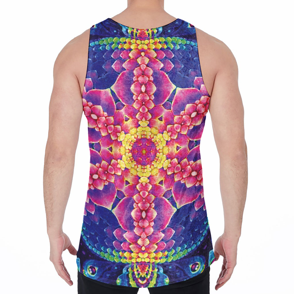 Colorful Psychedelic Kaleidoscope Print Men's Velvet Tank Top