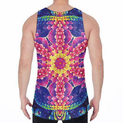 Colorful Psychedelic Kaleidoscope Print Men's Velvet Tank Top