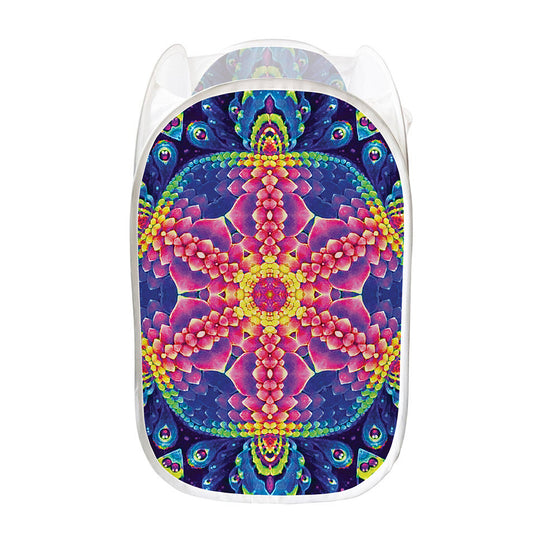 Colorful Psychedelic Kaleidoscope Print Mesh Laundry Hamper