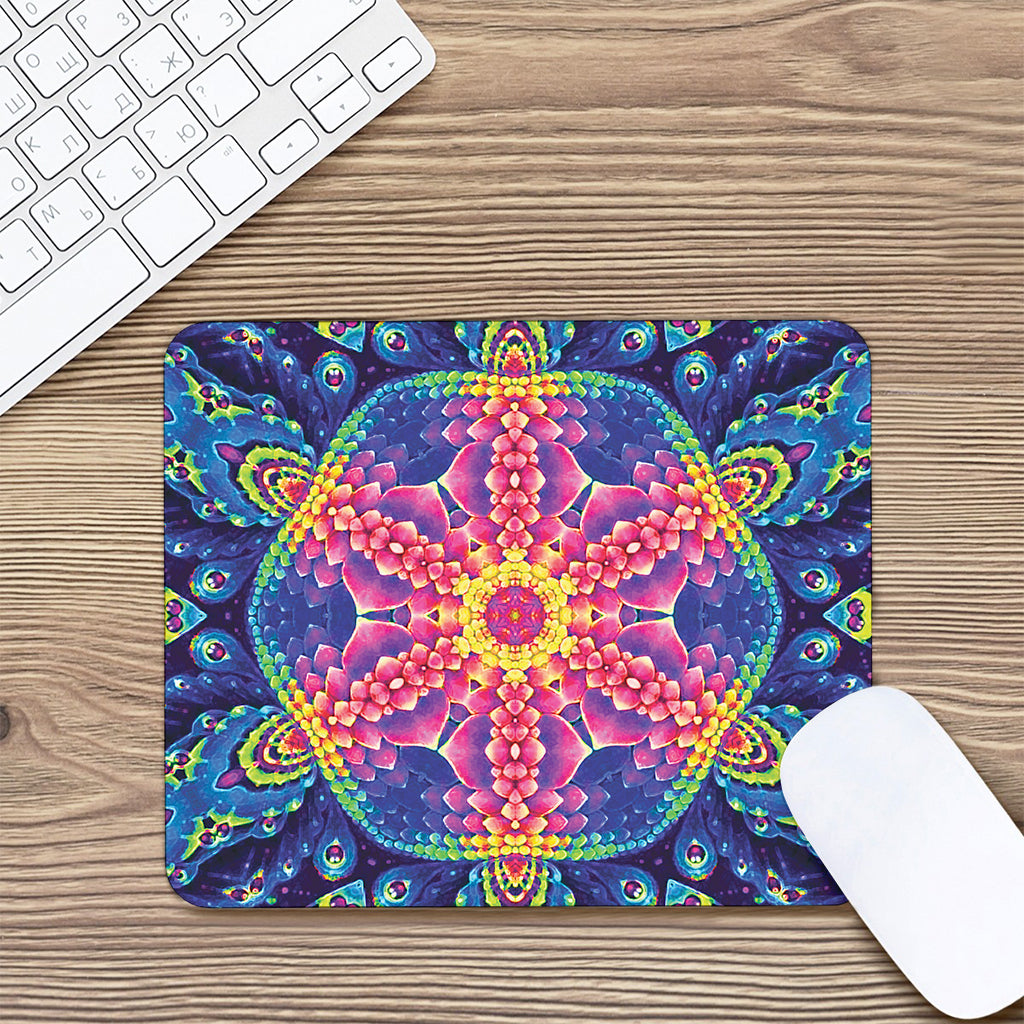 Colorful Psychedelic Kaleidoscope Print Mouse Pad