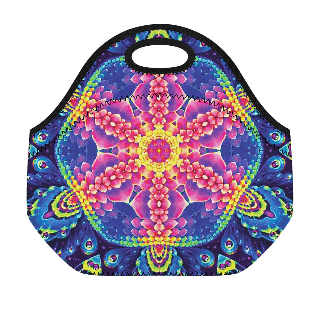 Colorful Psychedelic Kaleidoscope Print Neoprene Lunch Bag