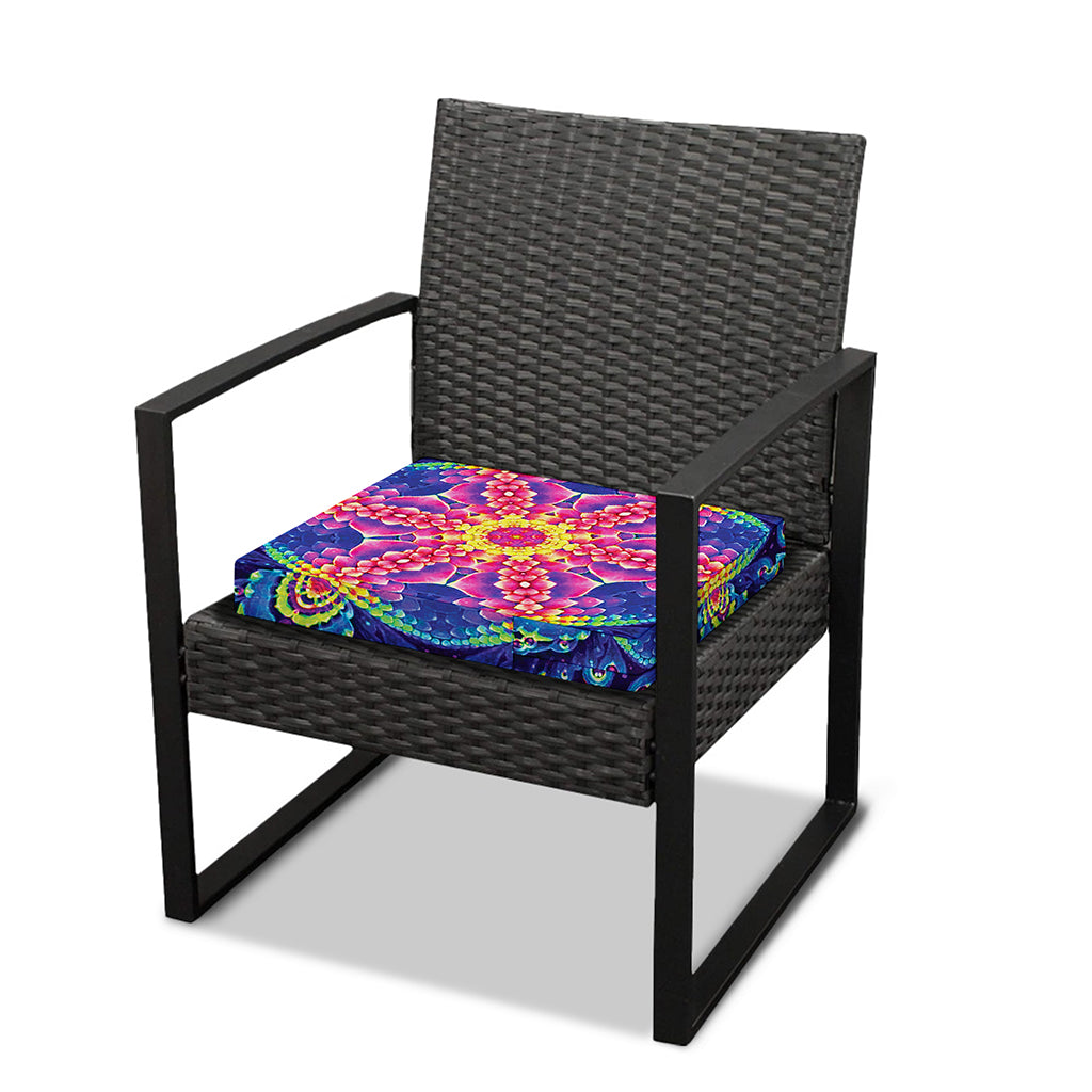 Colorful Psychedelic Kaleidoscope Print Outdoor Seat Cushion Cover