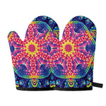 Colorful Psychedelic Kaleidoscope Print Oven Mitts
