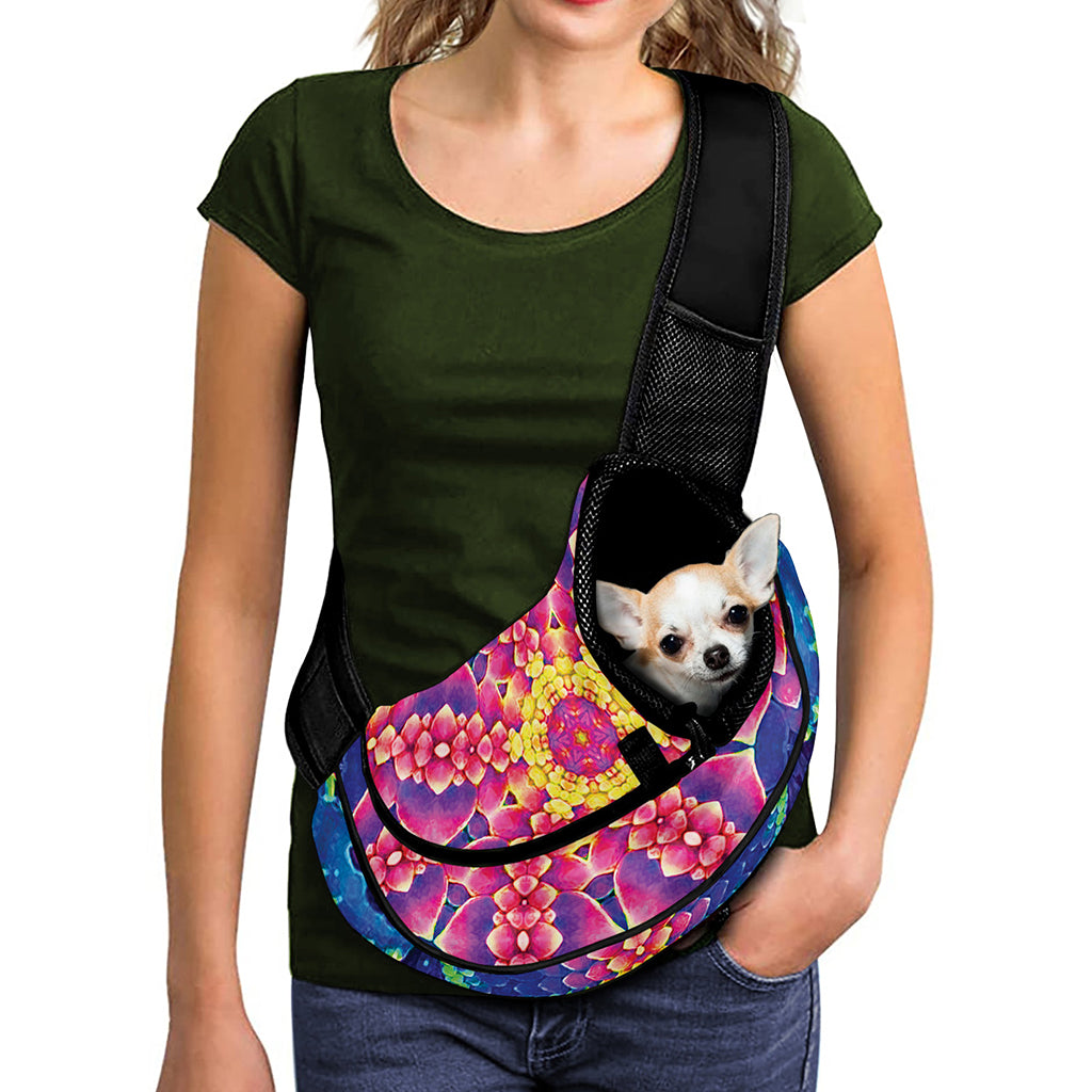 Colorful Psychedelic Kaleidoscope Print Pet Sling Carrier
