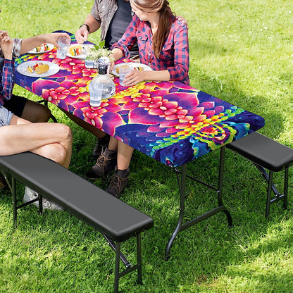 Colorful Psychedelic Kaleidoscope Print Picnic Table Cover
