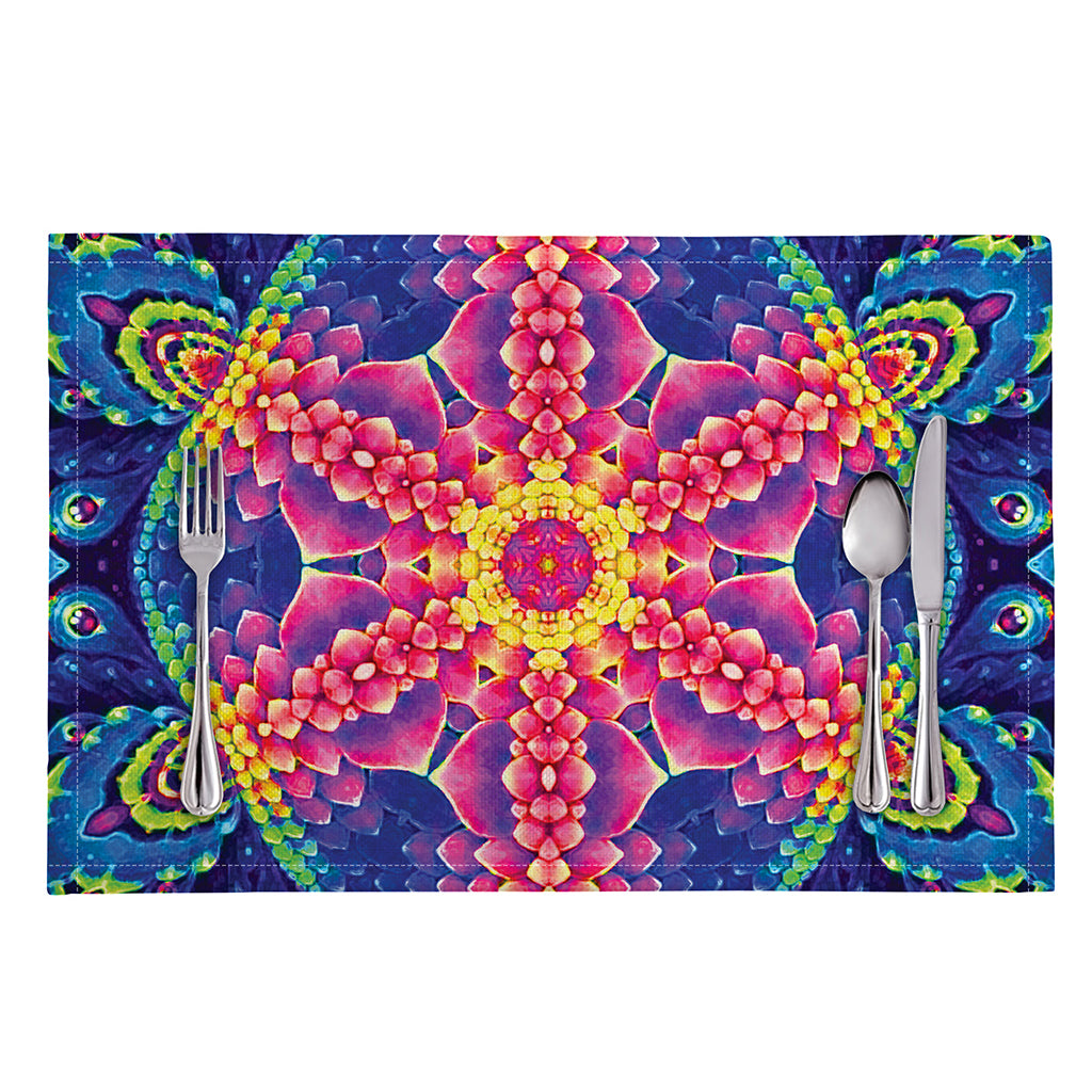 Colorful Psychedelic Kaleidoscope Print Placemat
