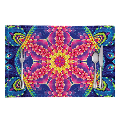 Colorful Psychedelic Kaleidoscope Print Placemat