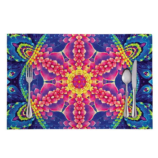 Colorful Psychedelic Kaleidoscope Print Placemat