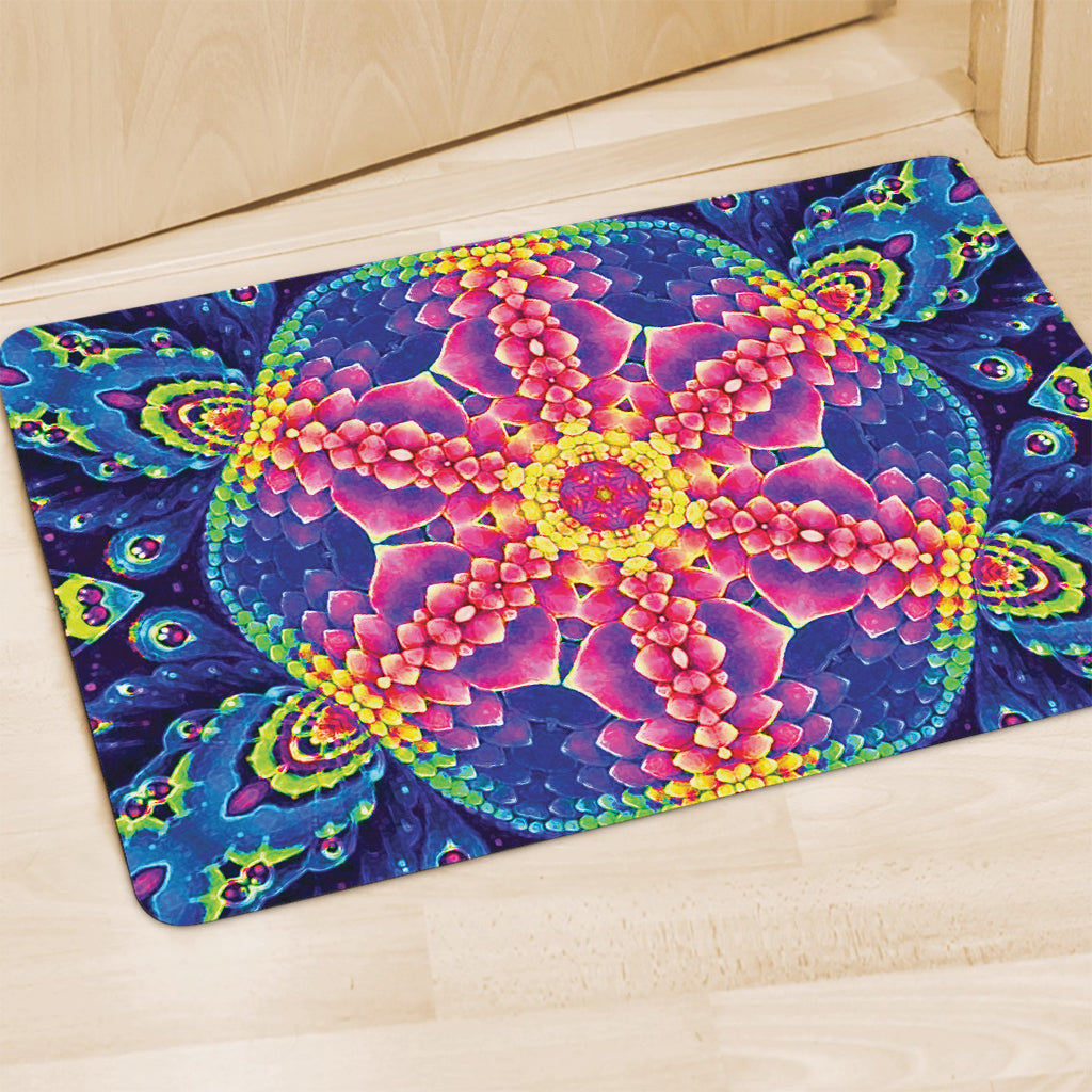 Colorful Psychedelic Kaleidoscope Print Polyester Doormat